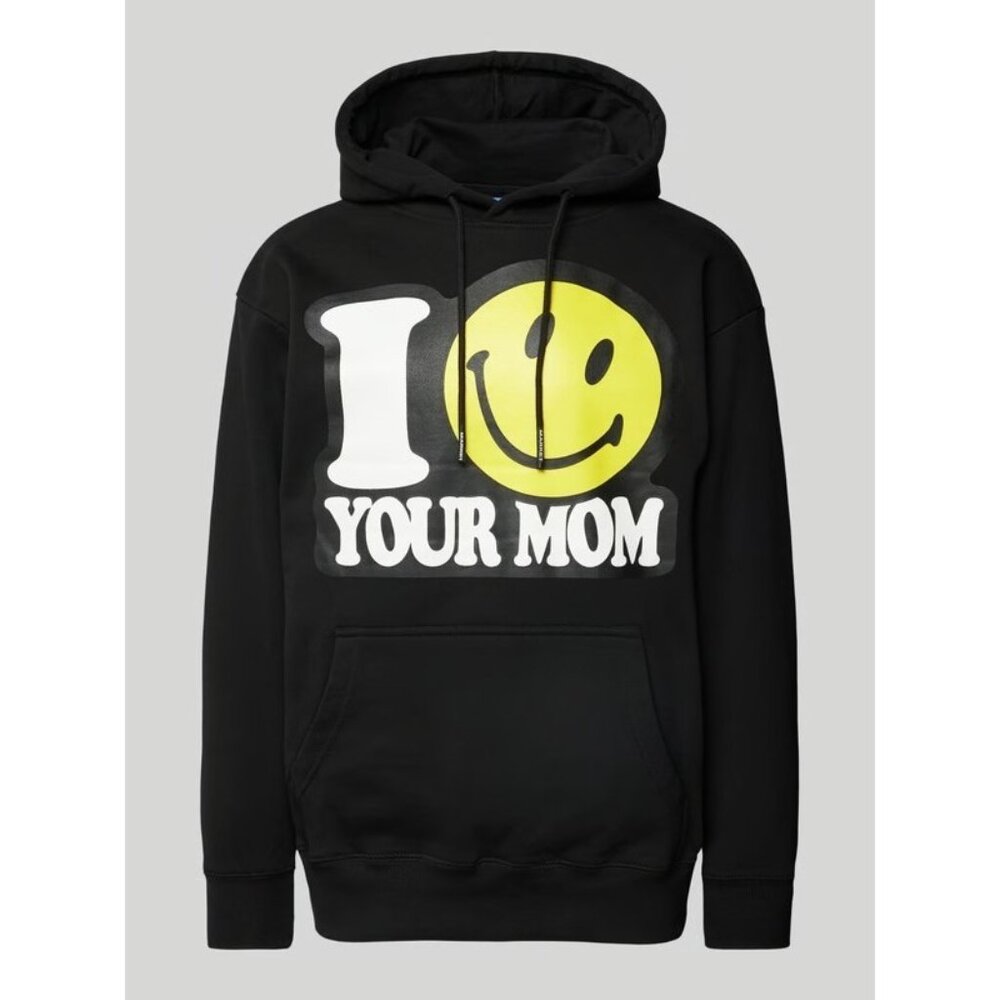 Market Smiley Your Mom Hoodie Black XL Graphic Pullover Sweatshirt NWT